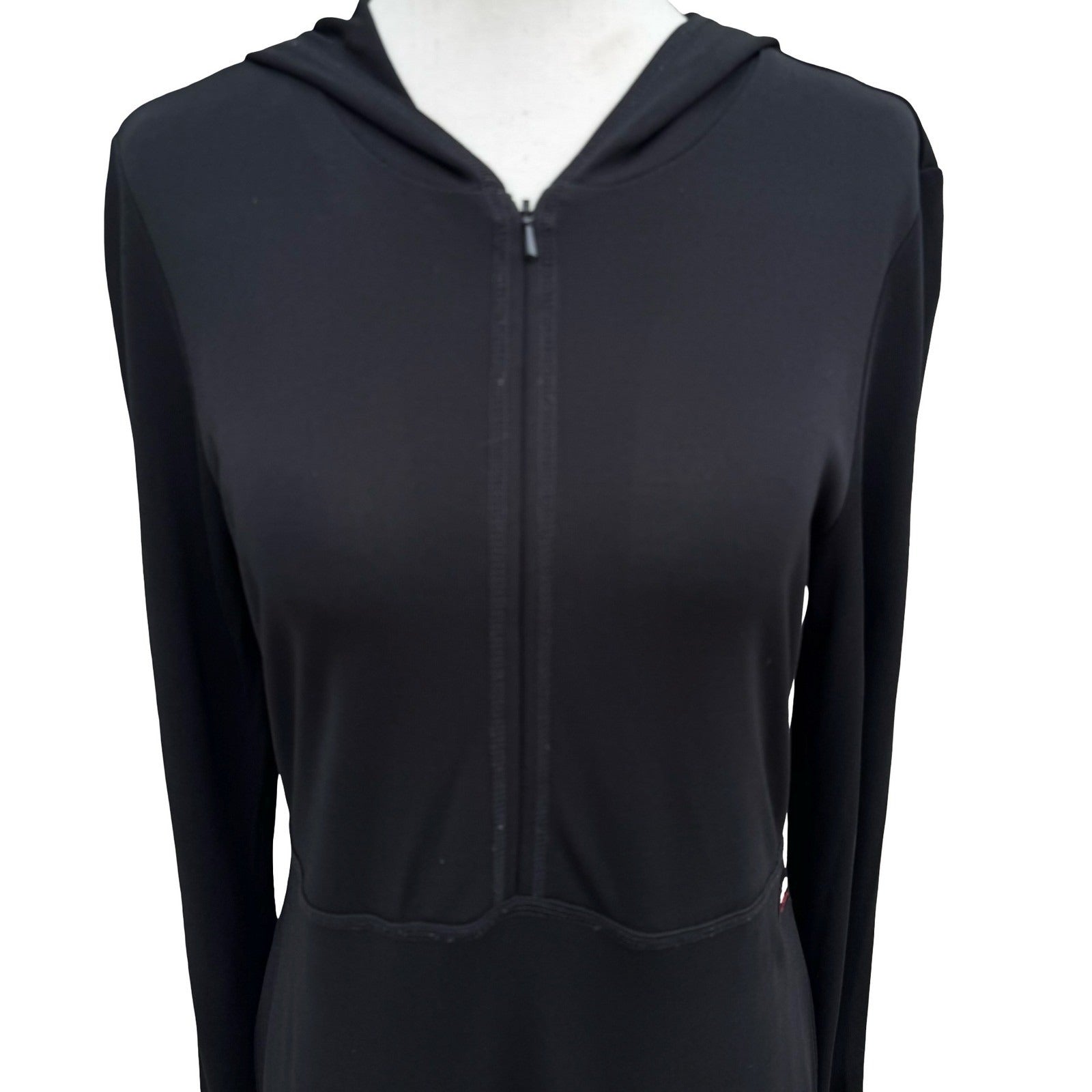Polo Jeans Co Ralph Lauren Black Hooded Maxi Dress Zip Front PL Gorpcore Sporty