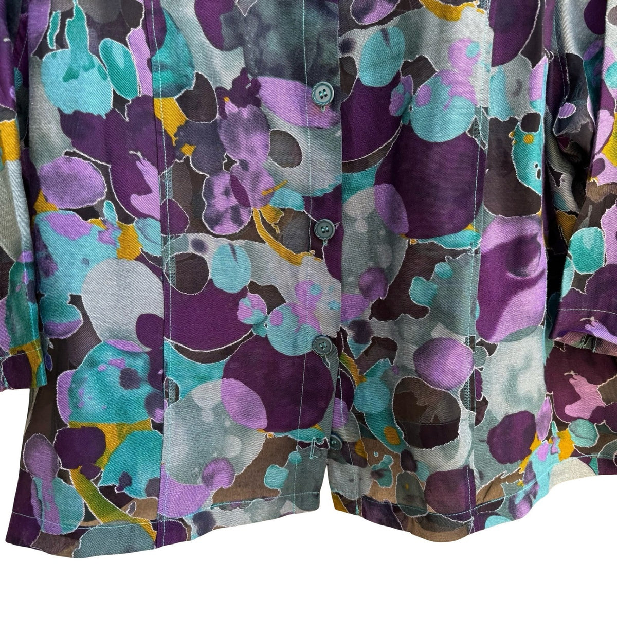 Toni Morgan Abstract Watercolor Boho Lagenlook Layering Sheer Shacket Jacket 2X