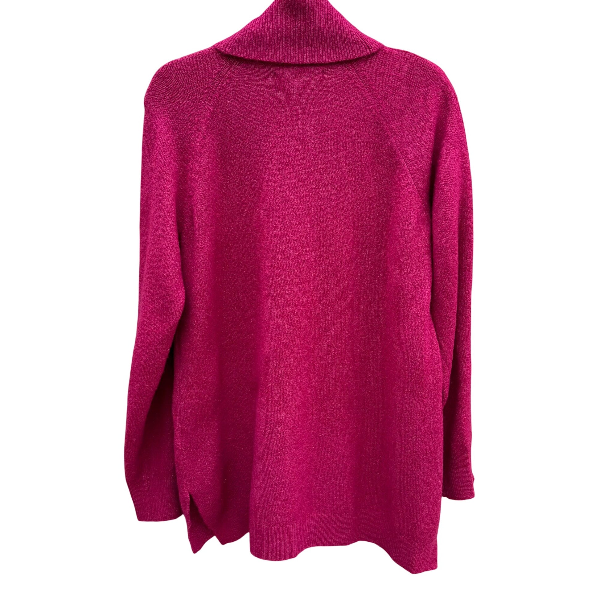 Apt. 9 Womens M Hot Pink Button Sleeves Cowl Neck Long Sleeve Knit Sweater New