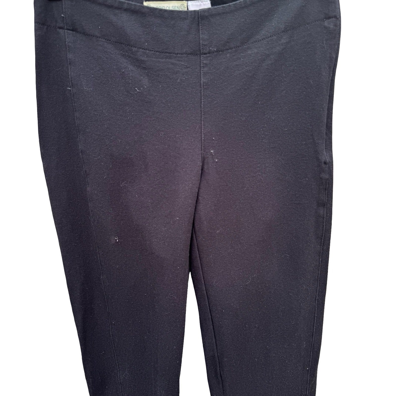 Sigrid Olsen Studio Black Stretch Ankle Pants Side Zip Tapered Trousers Size 2