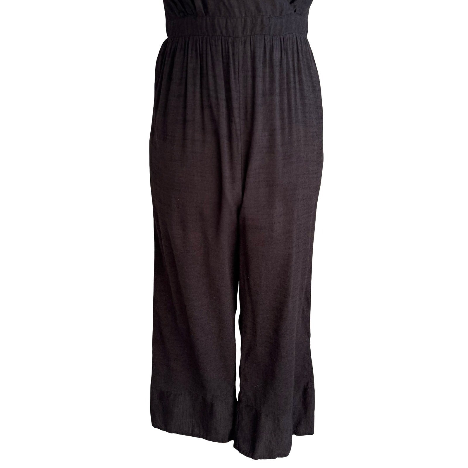 Express Boho Halter Jumpsuit Surplice Wide Leg Cropped Smocked Gauze Crepe S
