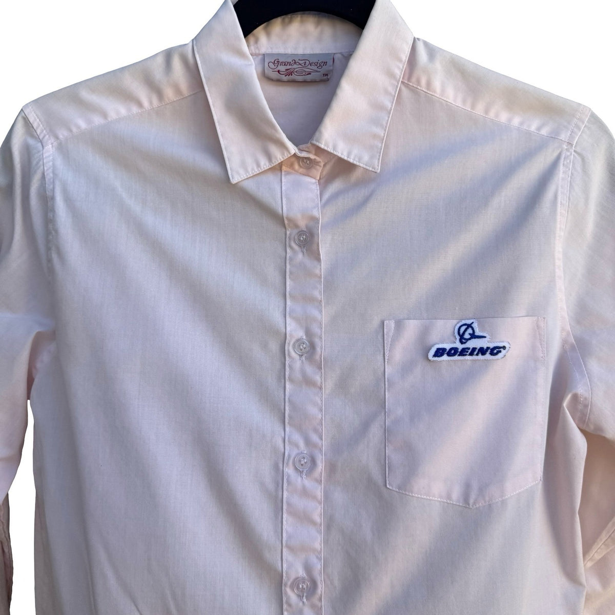 Boeing Grand Design Vintage 80s Aviation Pilot Aerospace Logo Shirt Pink M