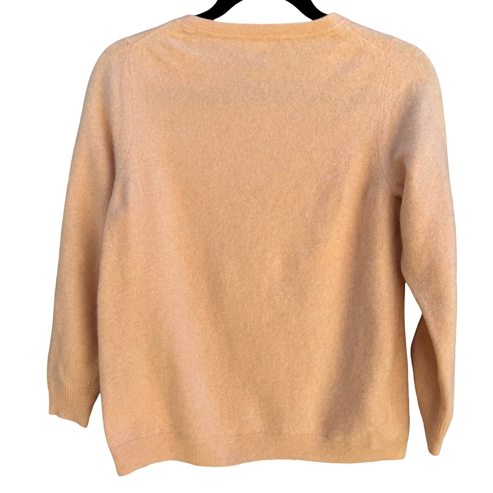 Pure Collection 100% Cashmere Luxury Minimalist Preppy Sweater Pastel Peach L