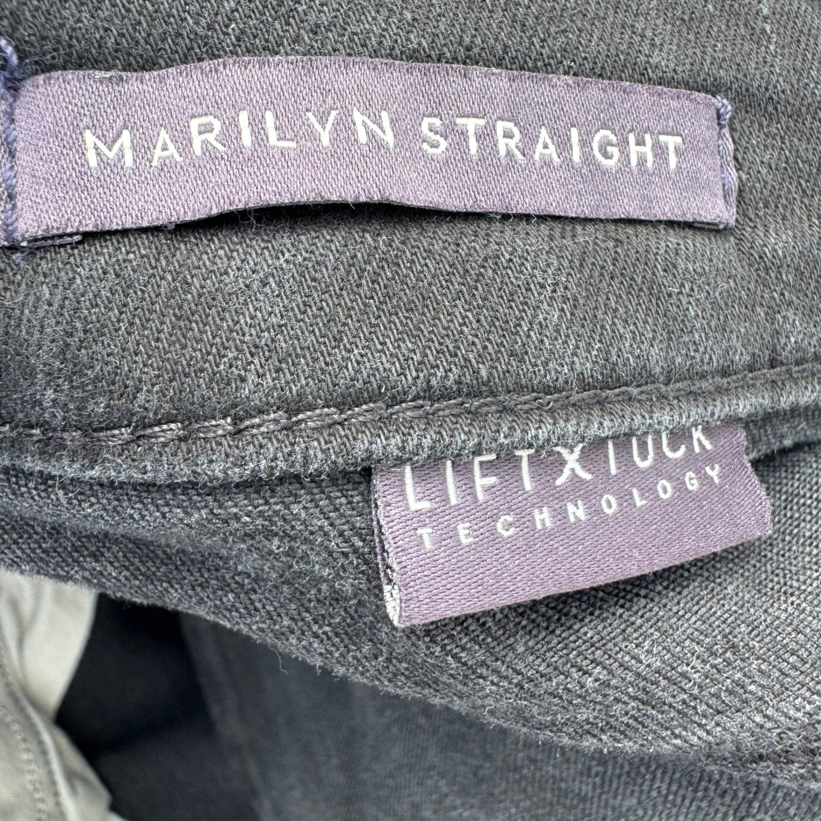 NYDJ Marilyn Straight Leg Black Dark Wash Jeans Womens 12 Lift Tuck Technology
