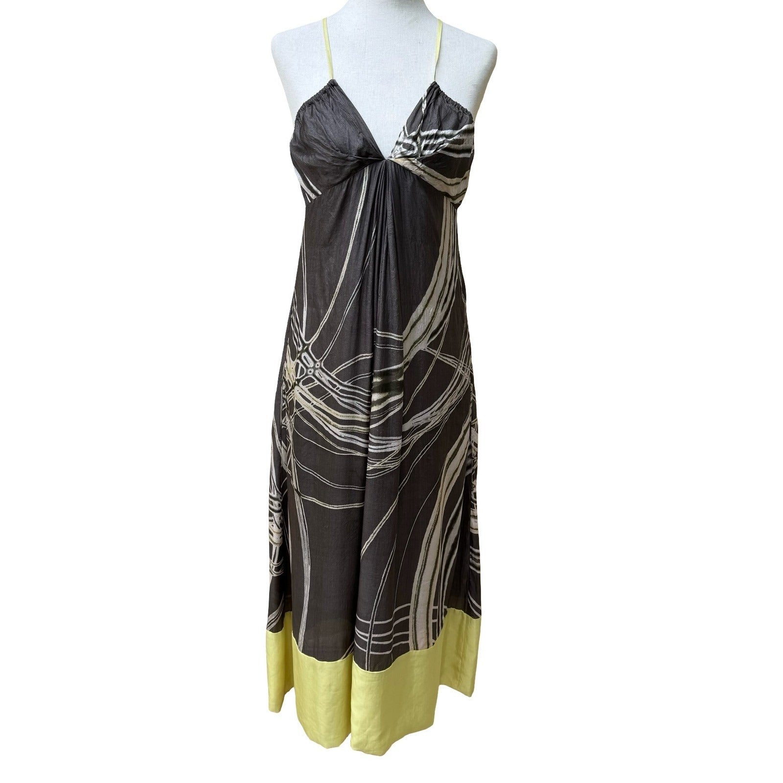 Calvin Klein Y2K Silk Luxury Resortwear Cocktail Cocktail Maxi Dress Abstract 4