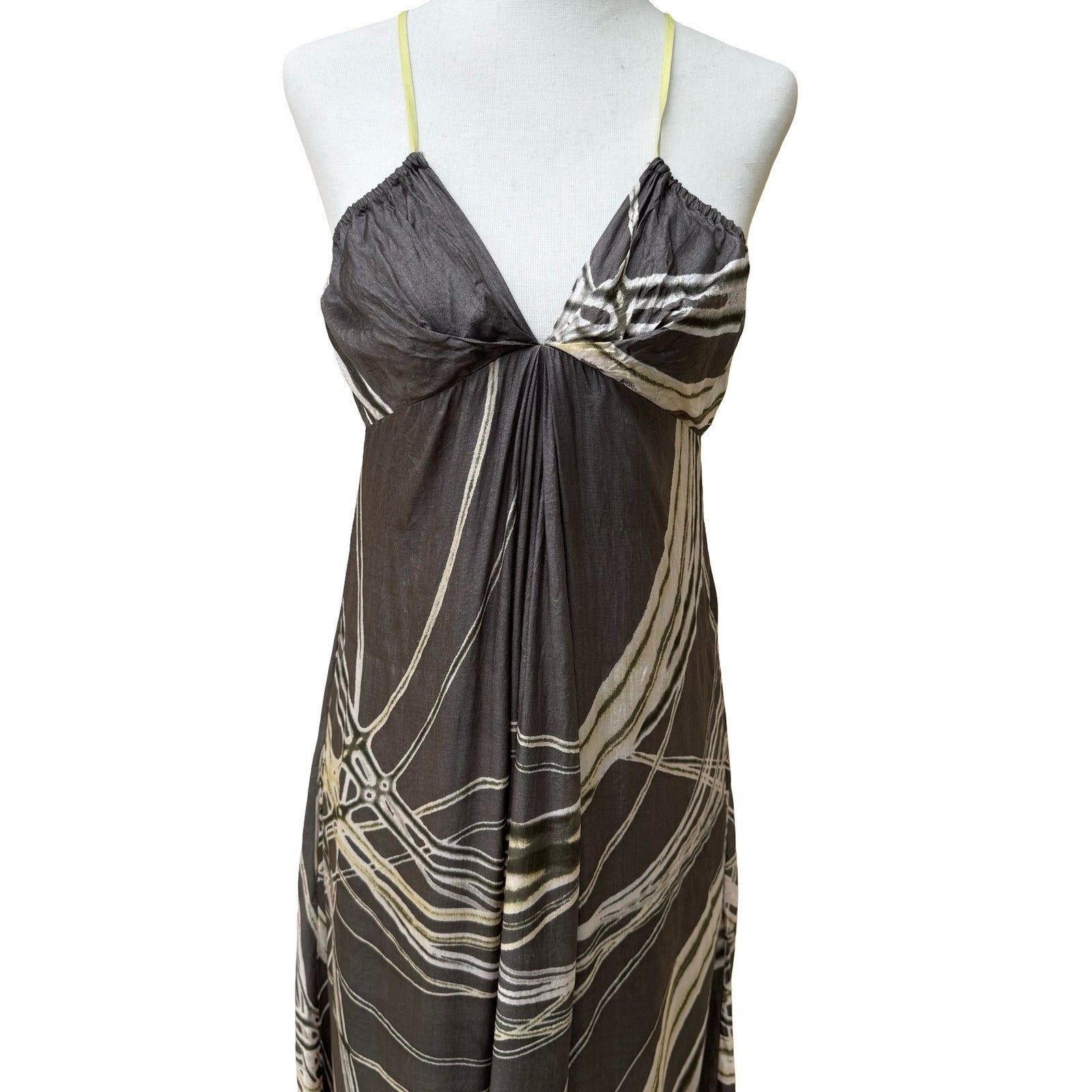 Calvin Klein Y2K Silk Luxury Resortwear Cocktail Cocktail Maxi Dress Abstract 4
