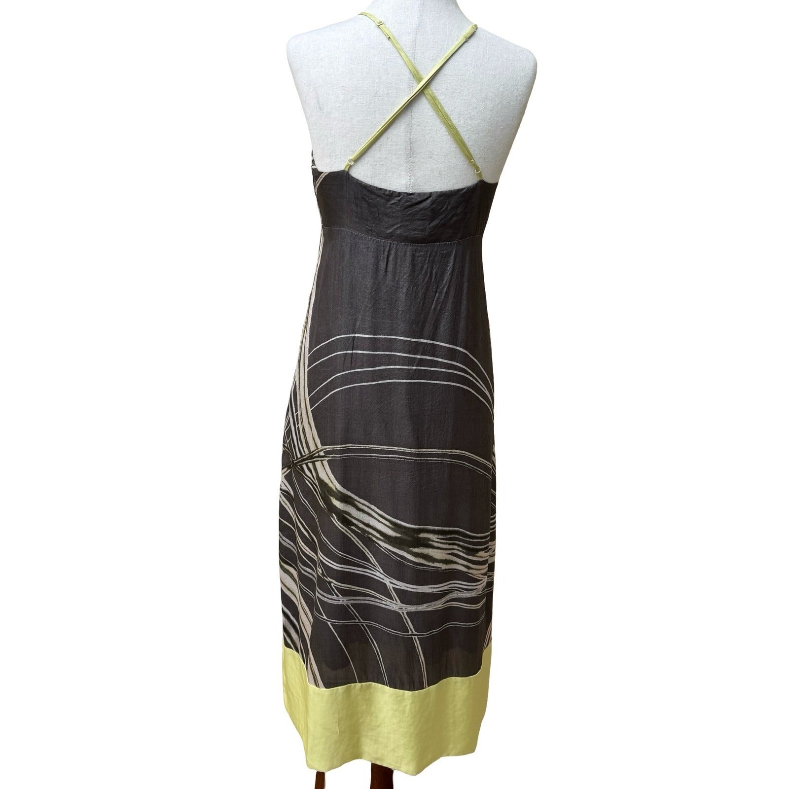 Calvin Klein Y2K Silk Luxury Resortwear Cocktail Cocktail Maxi Dress Abstract 4
