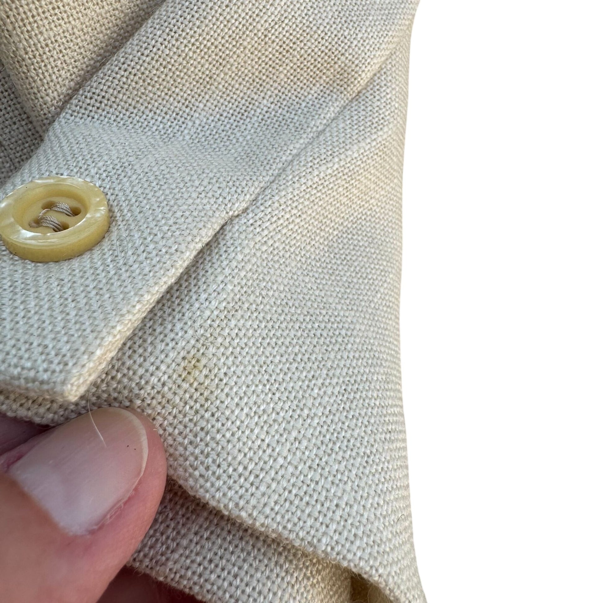 Suits Me Vintage Tan Womens Single Breasted 1 Button Linen Look Blazer Jacket 12