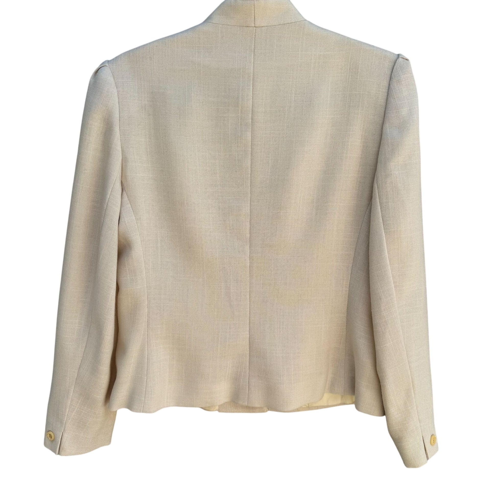 Suits Me Vintage Tan Womens Single Breasted 1 Button Linen Look Blazer Jacket 12