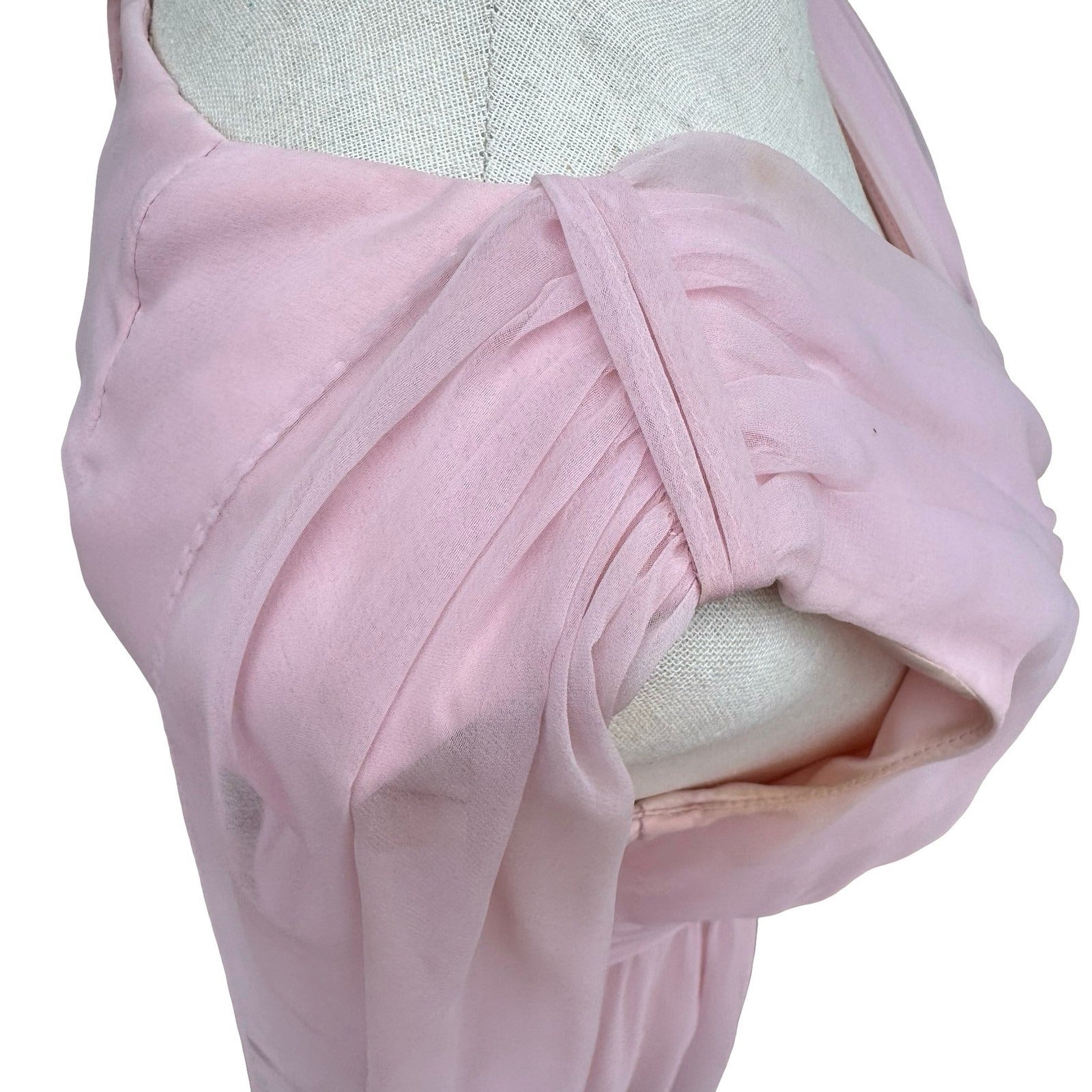 Miss Elliette California Vintage 60s Pink Chiffon Grecian Maxi Dress 2577 Sze XS