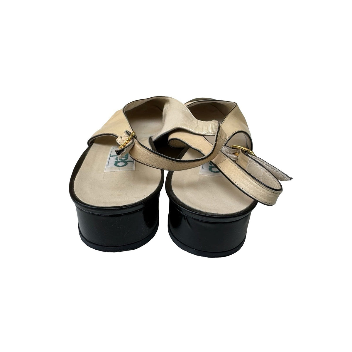 Galo Vintage Two Tone Old Money Cap Toe Leather Slingback Pumps Cream Womens 42