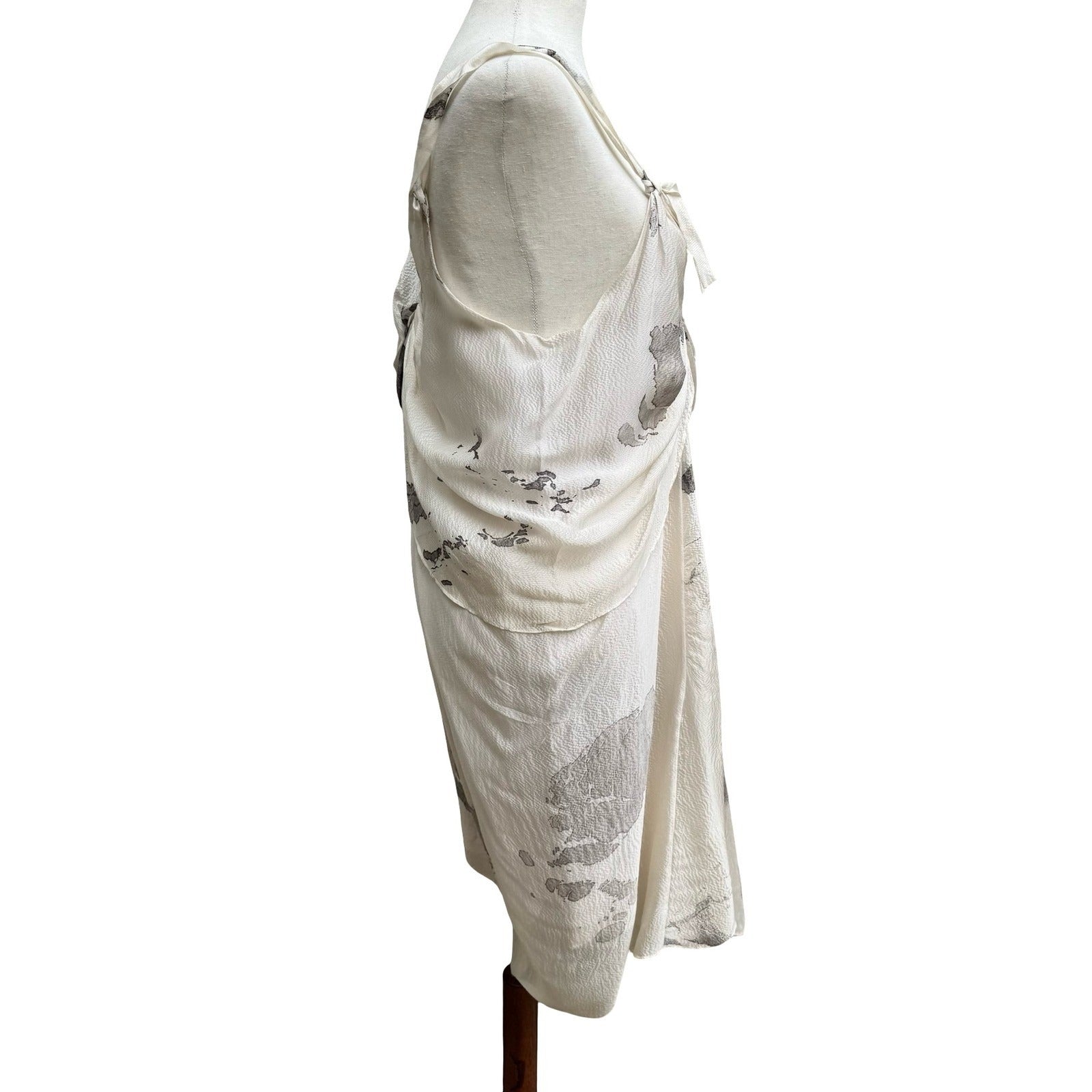 Sharon Wauchob French Silk Ethereal Avant Garde Draped Midi Dress Abstract Print