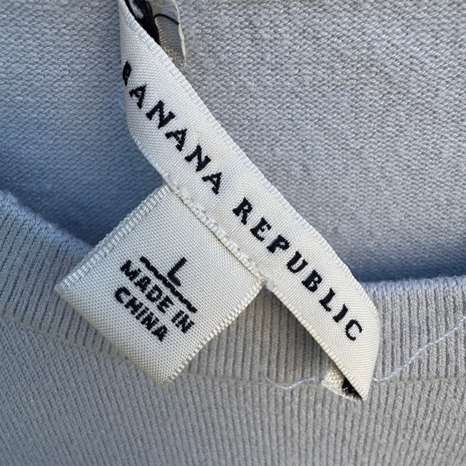 Banana Republic Womens Silk Blend 3/4 Sleeve Crew Neck Sweater Light Blue L