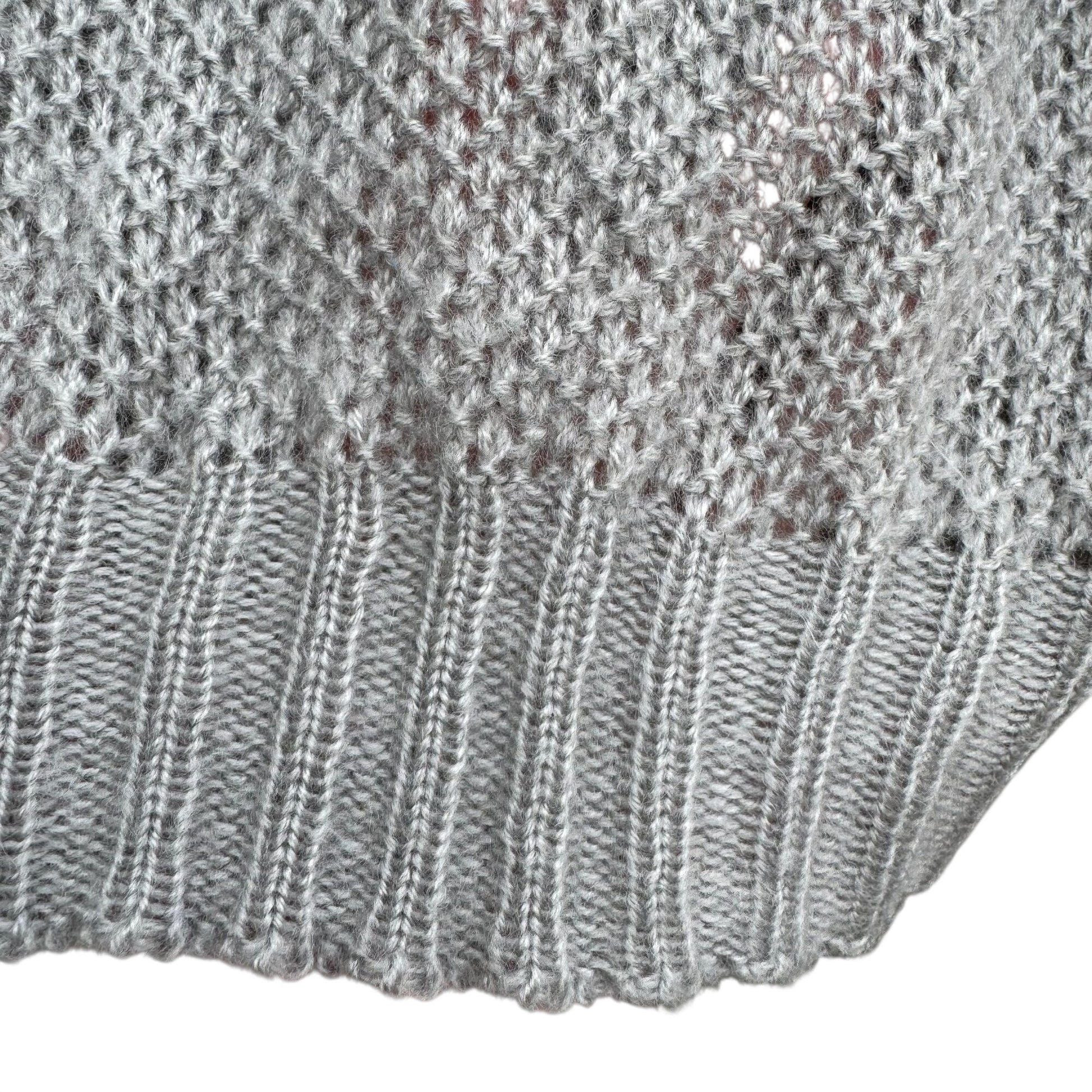 Time & Place Vintage 80s Womens Puff Sleeve Gray Knit Sweater Scoop Neck Cropped