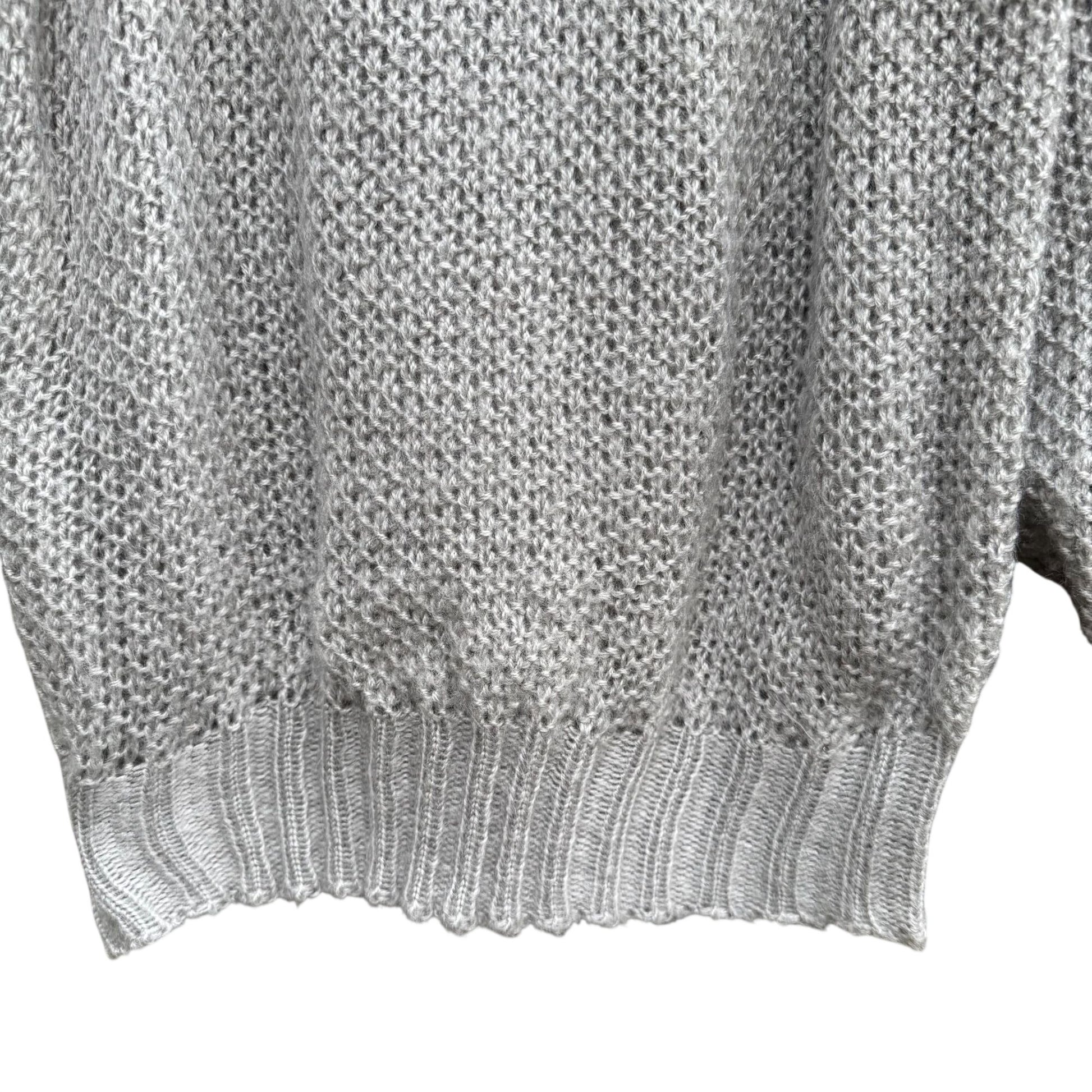 Time & Place Vintage 80s Womens Puff Sleeve Gray Knit Sweater Scoop Neck Cropped