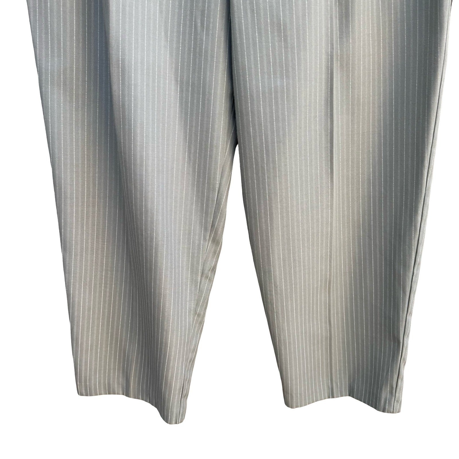 Tofy Vintage 80s Grey Pinstripe High Waisted Pleated Trousers Made in USA Womens