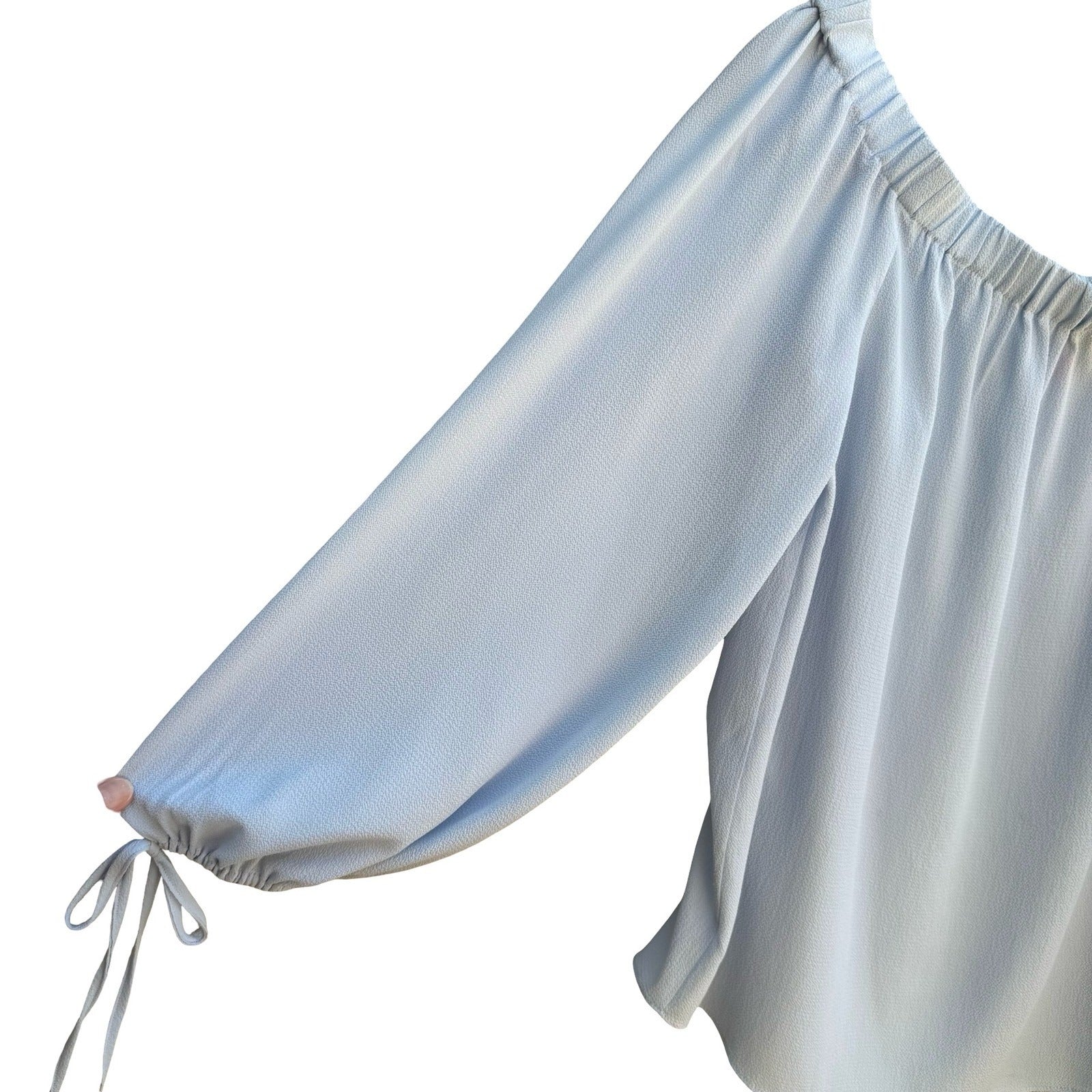 Vince Camuto Coquette Off Shoulder Tie Sleeve Peasant Blouse Pastel Blue XXS