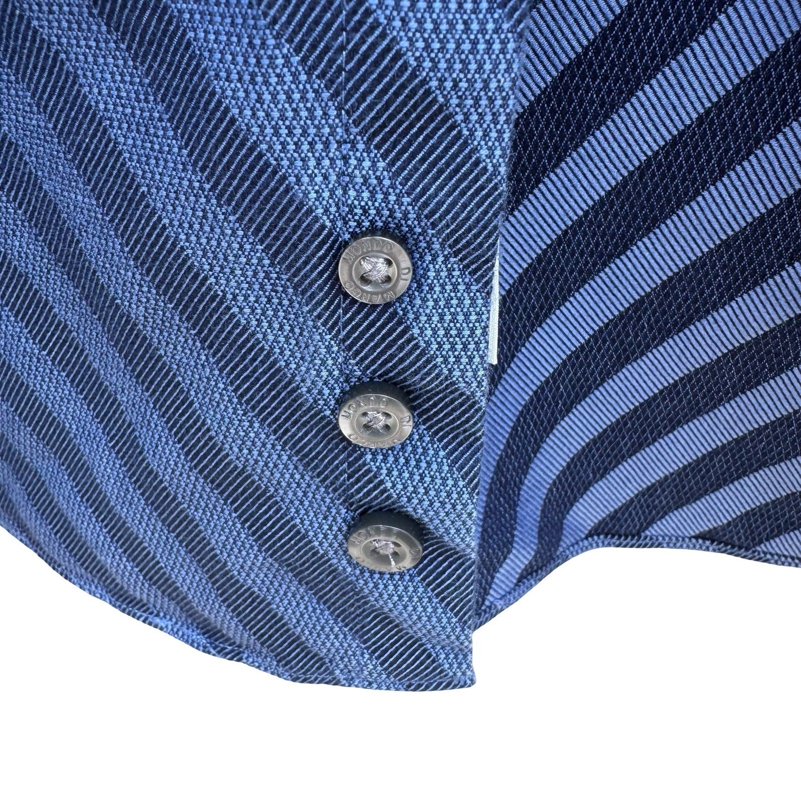Mondo Di Marco Blue Diagonal Stripe 80s 2-Ply French Cuff Dress Shirt 17 34/35