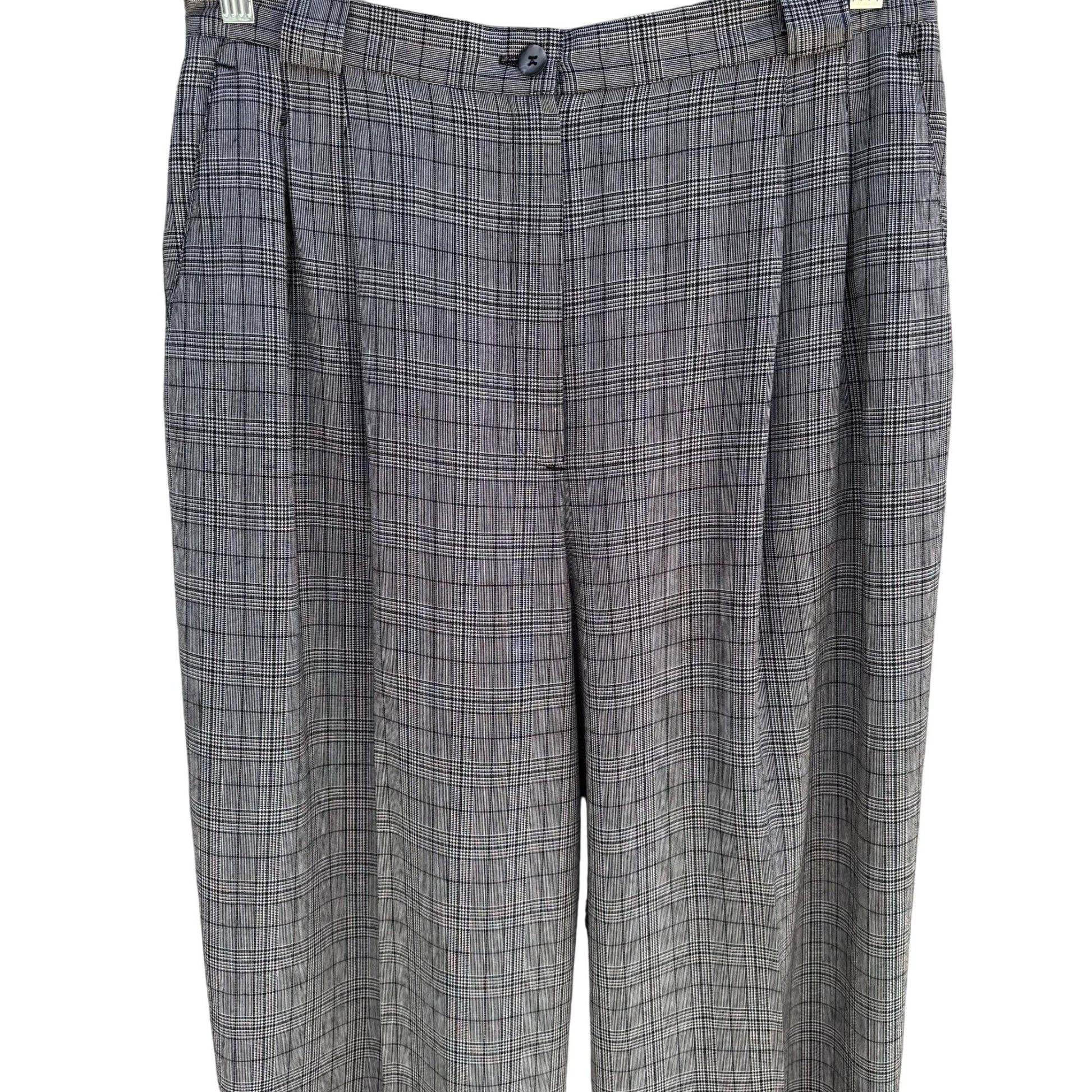 Norton McNaughton Vintage Womens Gray Plaid High-Waisted Pleat Front Trousers 14