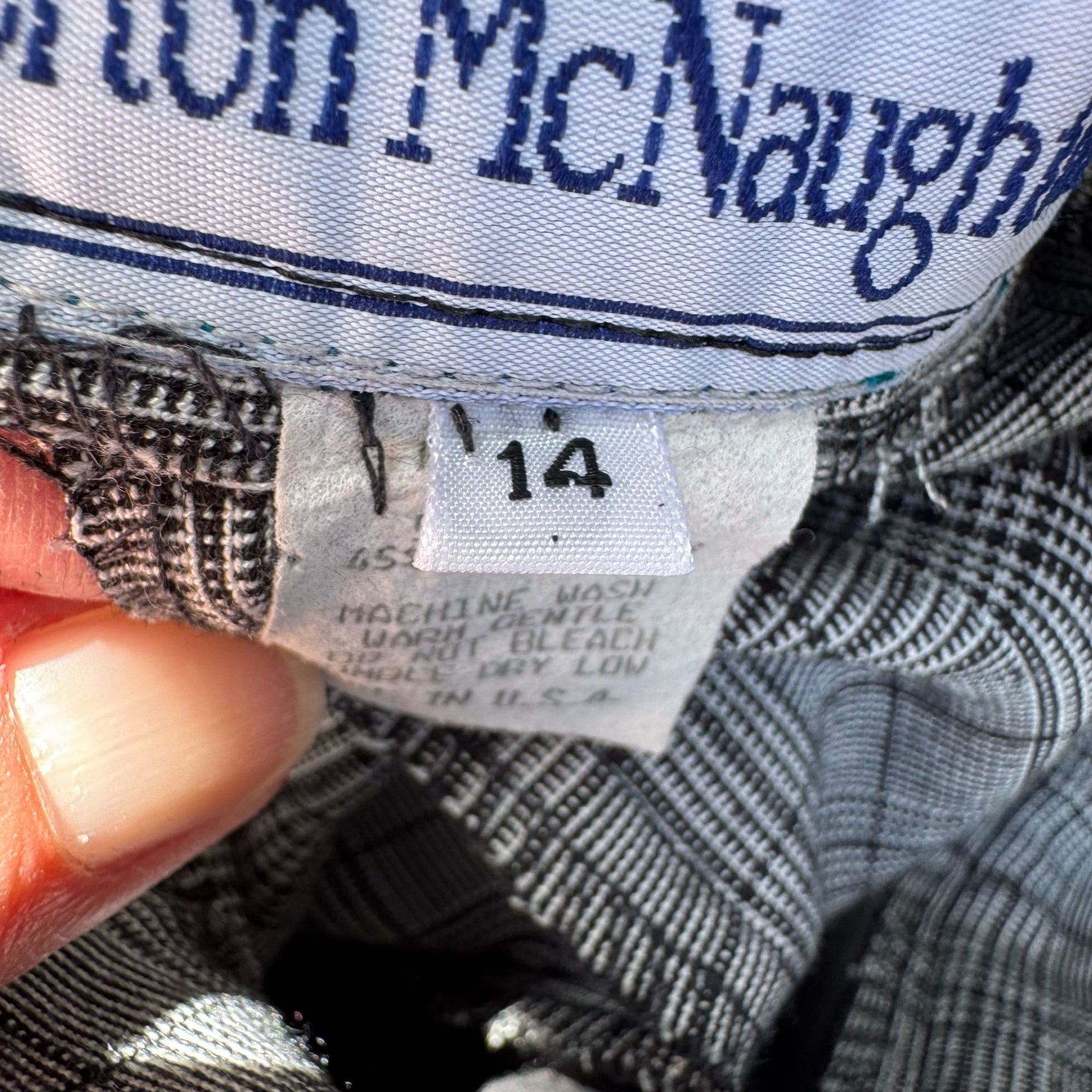 Norton McNaughton Vintage Womens Gray Plaid High-Waisted Pleat Front Trousers 14