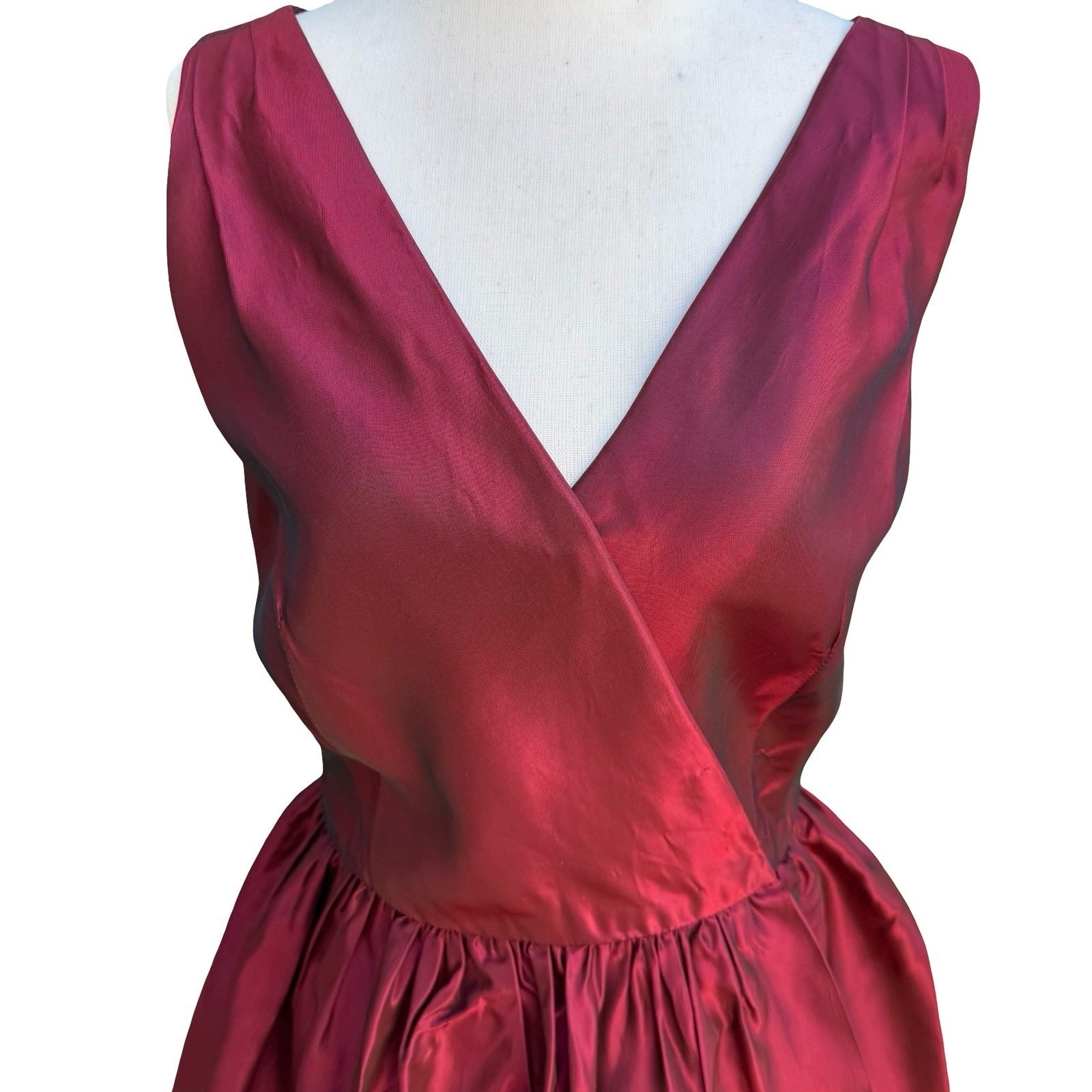 ABS Evening Y2K 90s Glam Iridescent Taffeta Formal Holiday Prom Wrap Dress 12