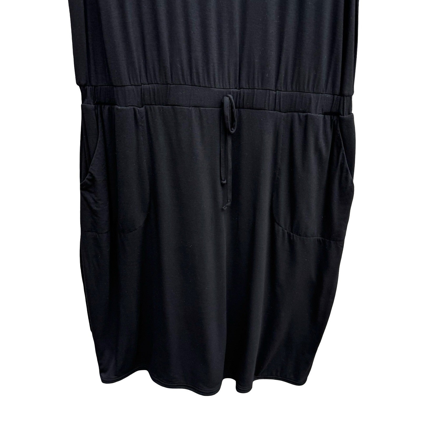 32 Degrees Cool Womens Black Short Sleeve Drawstring Pocket T-Shirt Dress L NEW