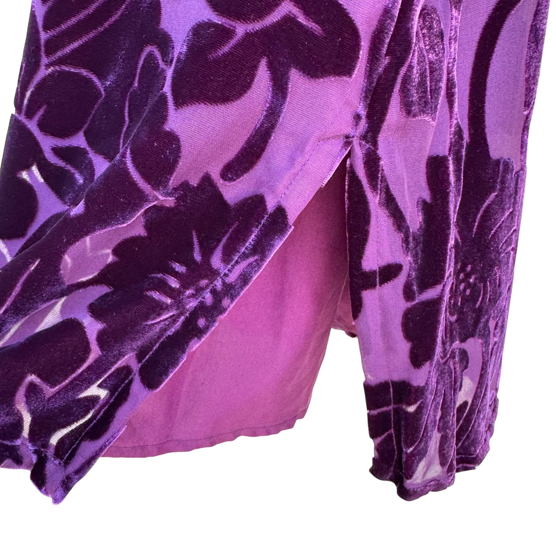 Silk Lore Velvet Burnout Floral Tunic Purple Long Sleeve Fairy Grunge Top New S