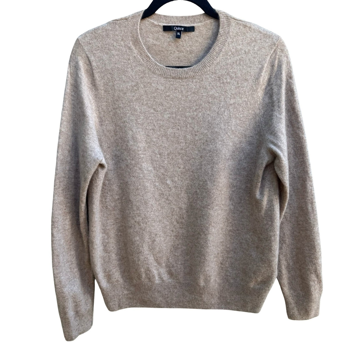 Quince Mongolian Cashmere Quiet Luxury Minimalist Crewneck Sweater Oatmeal XL