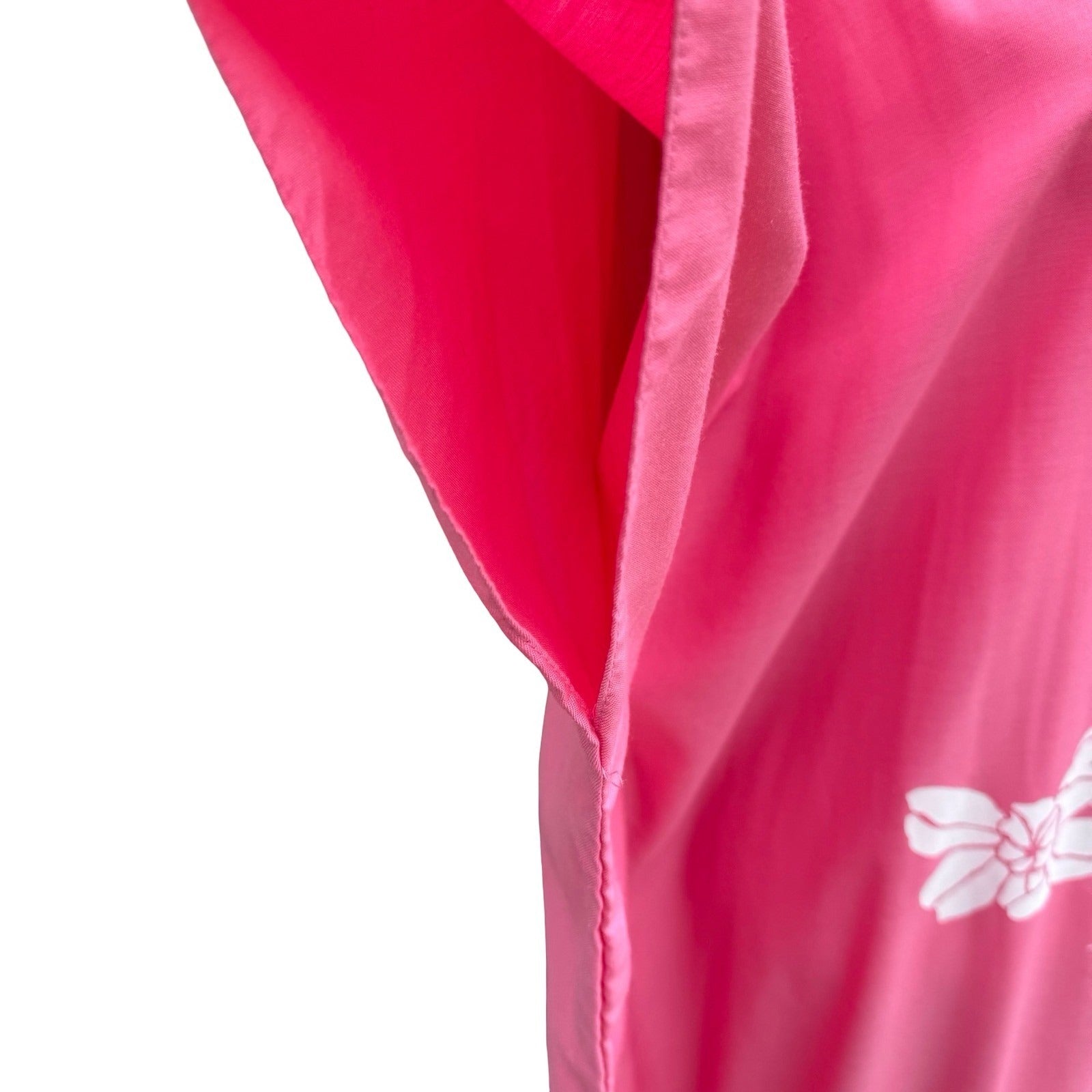 Hans Jutte Hawaii Vintage Pink Floral Kaftan Maxi Dress Batwing Sleeve Made USA