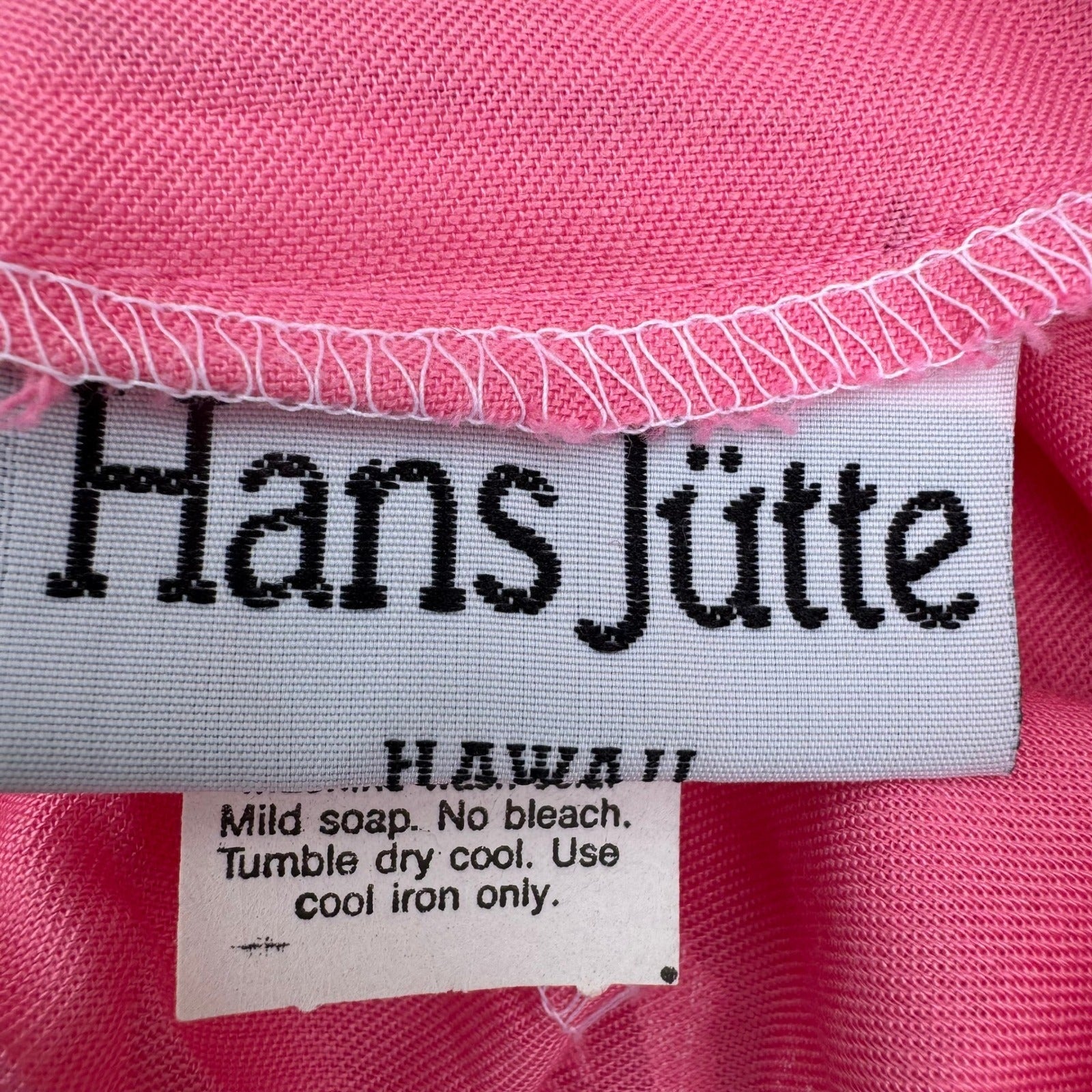 Hans Jutte Hawaii Vintage Pink Floral Kaftan Maxi Dress Batwing Sleeve Made USA