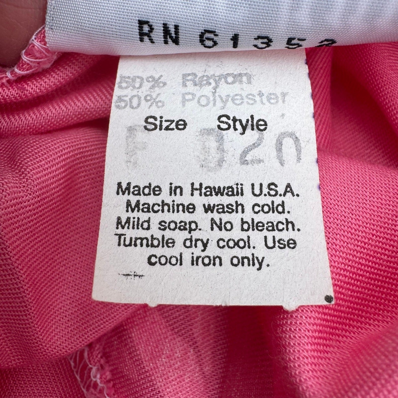 Hans Jutte Hawaii Vintage Pink Floral Kaftan Maxi Dress Batwing Sleeve Made USA