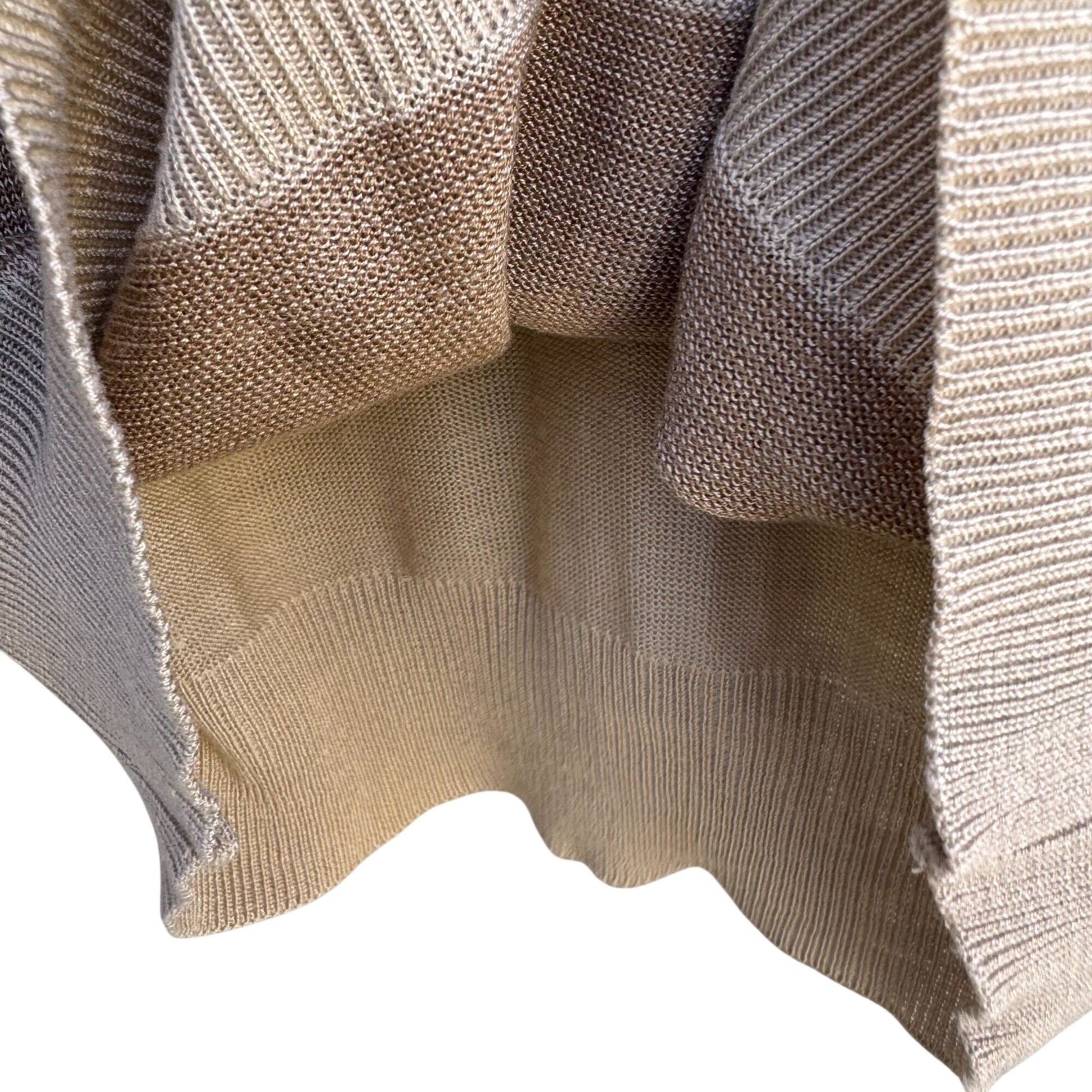 Baik Jak Vintage Mens Beige Brown Striped Long Sleeve Italian Knit Polo Shirt M