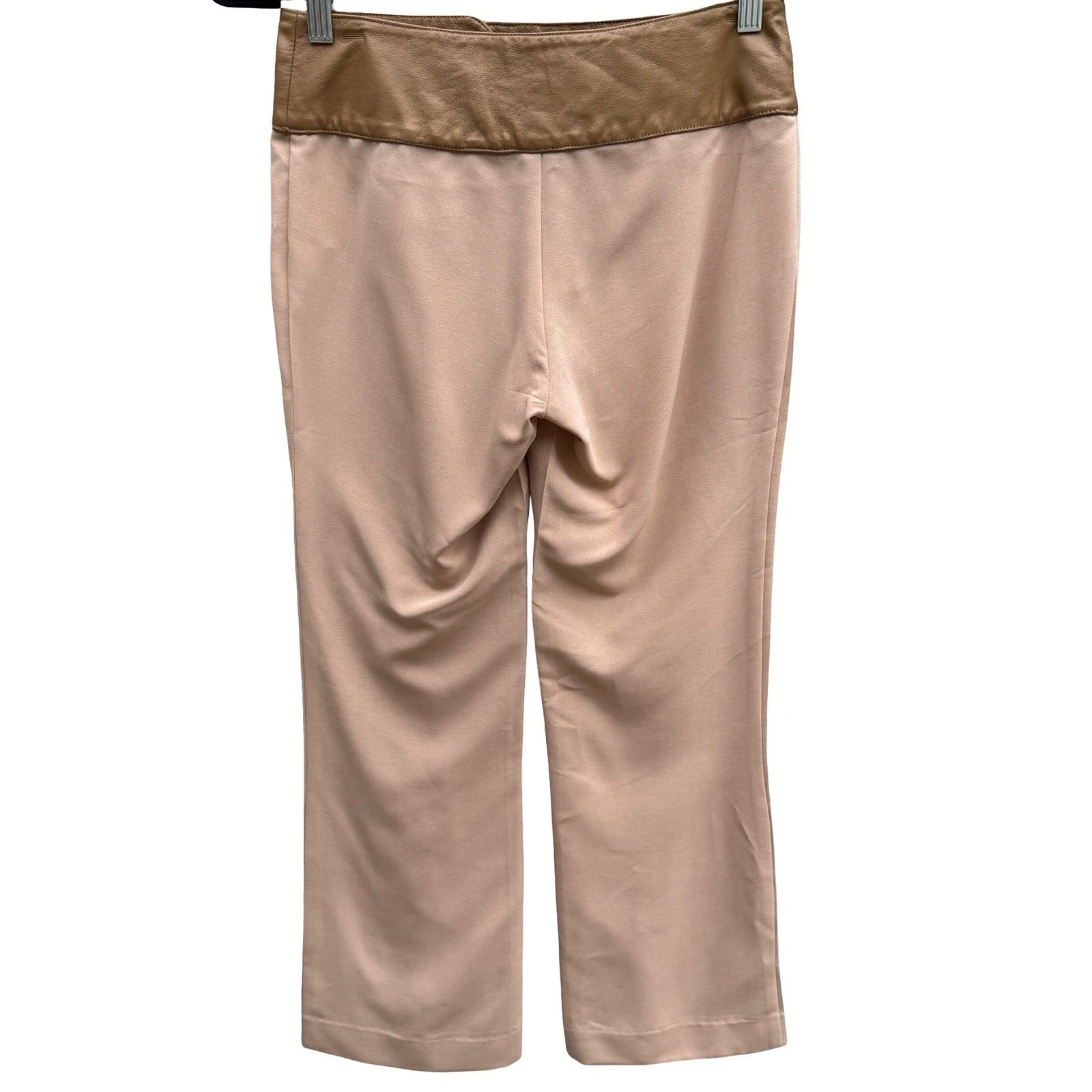 Sheri Bodell Vintage Y2K Moto Professional Pants Leather Buckle Waistband Tan 2