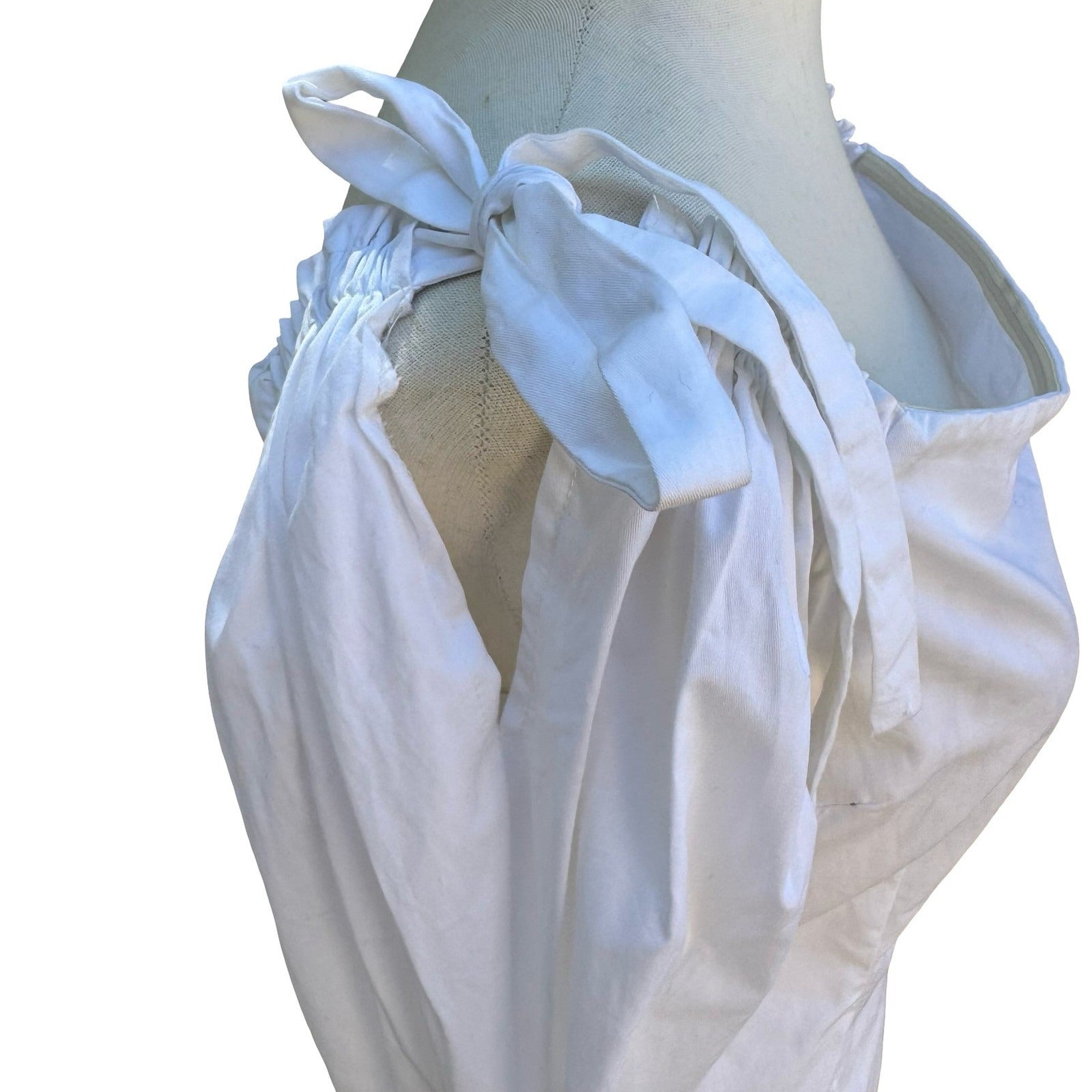 DO+BE Coquette Romantic Off Shoulder Tie Sleeve Square Neck Chic Blouse White XS