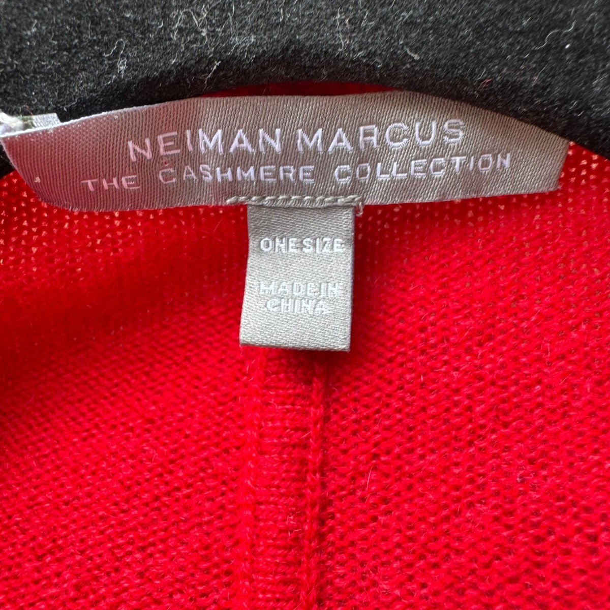 Neiman Marcus Cashmere Collection Luxury Tomato Red Open Front Cocoon Cardigan