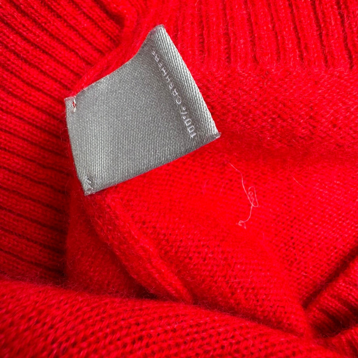 Neiman Marcus Cashmere Collection Luxury Tomato Red Open Front Cocoon Cardigan