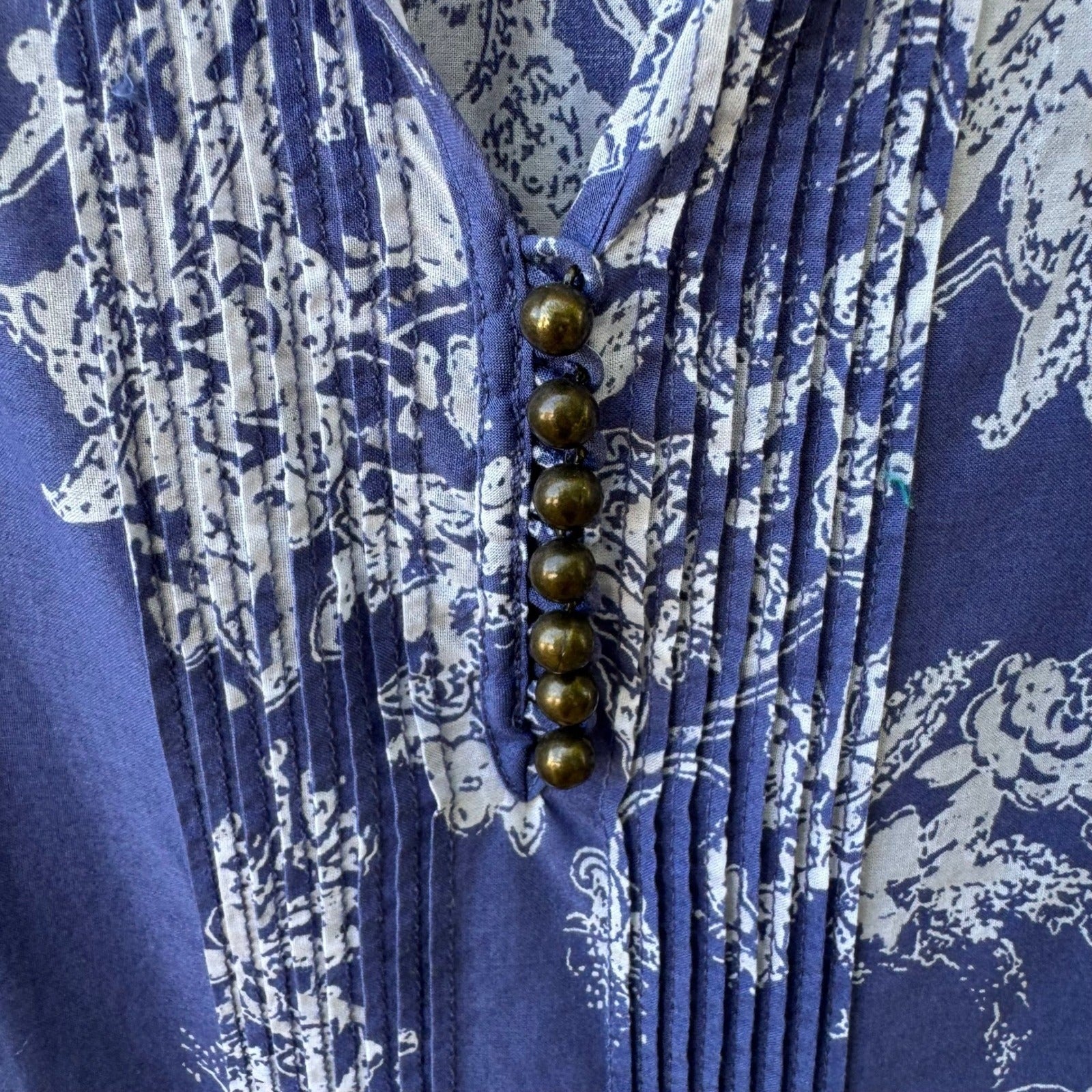 Soft Surroundings Boho Coastal Cottage Cotton Floral Eyelet Peasant Tunic Top L