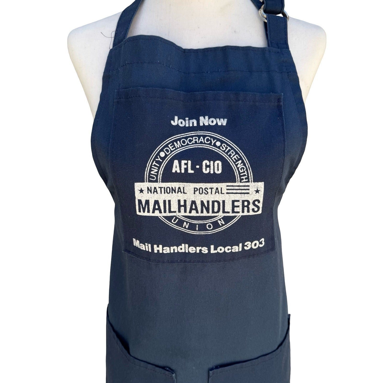 National Postal Mail Handlers Union Local 303 Navy Canvas Work Apron Pockets