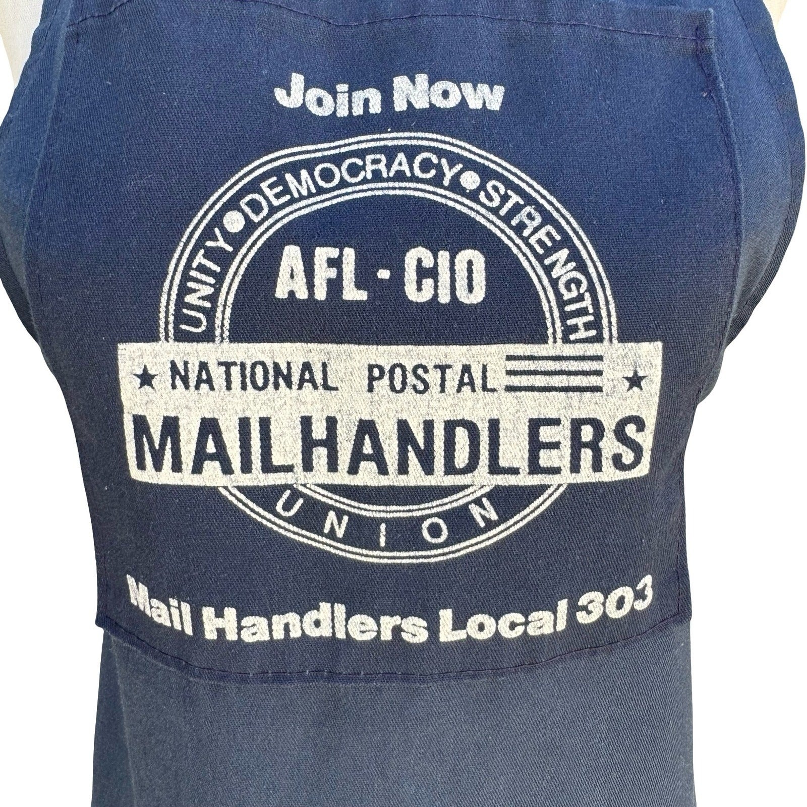 National Postal Mail Handlers Union Local 303 Navy Canvas Work Apron Pockets