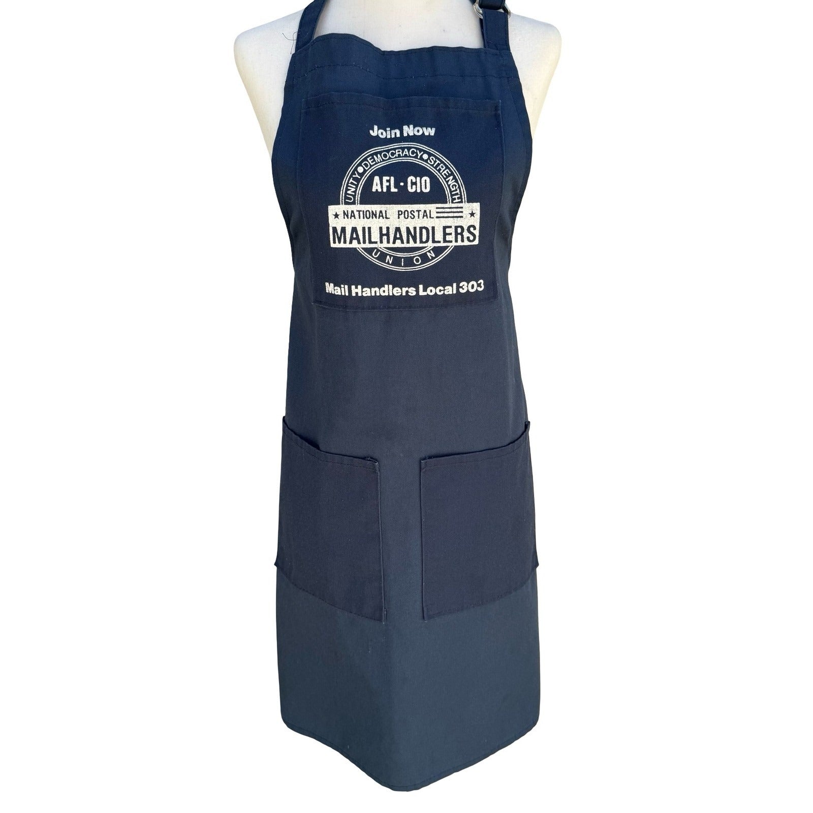 National Postal Mail Handlers Union Local 303 Navy Canvas Work Apron Pockets