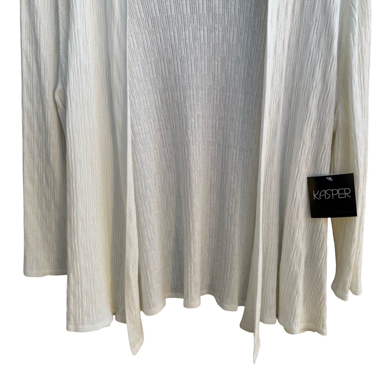 Kasper Minimalist Quiet Luxury Boho Textured Open Front Cardigan Sweater XL NWT