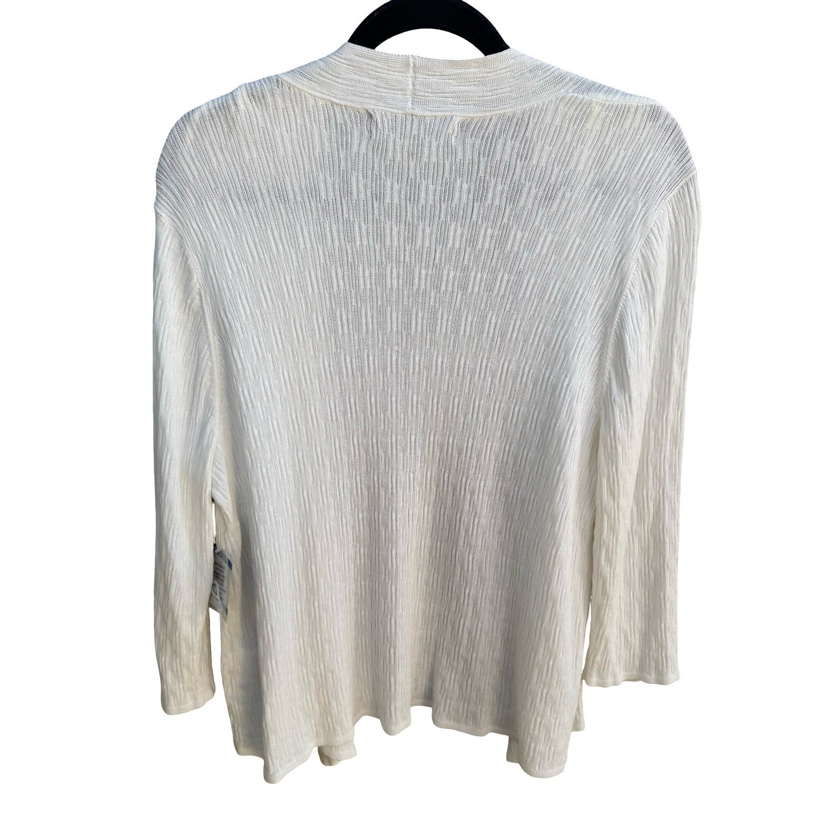 Kasper Minimalist Quiet Luxury Boho Textured Open Front Cardigan Sweater XL NWT