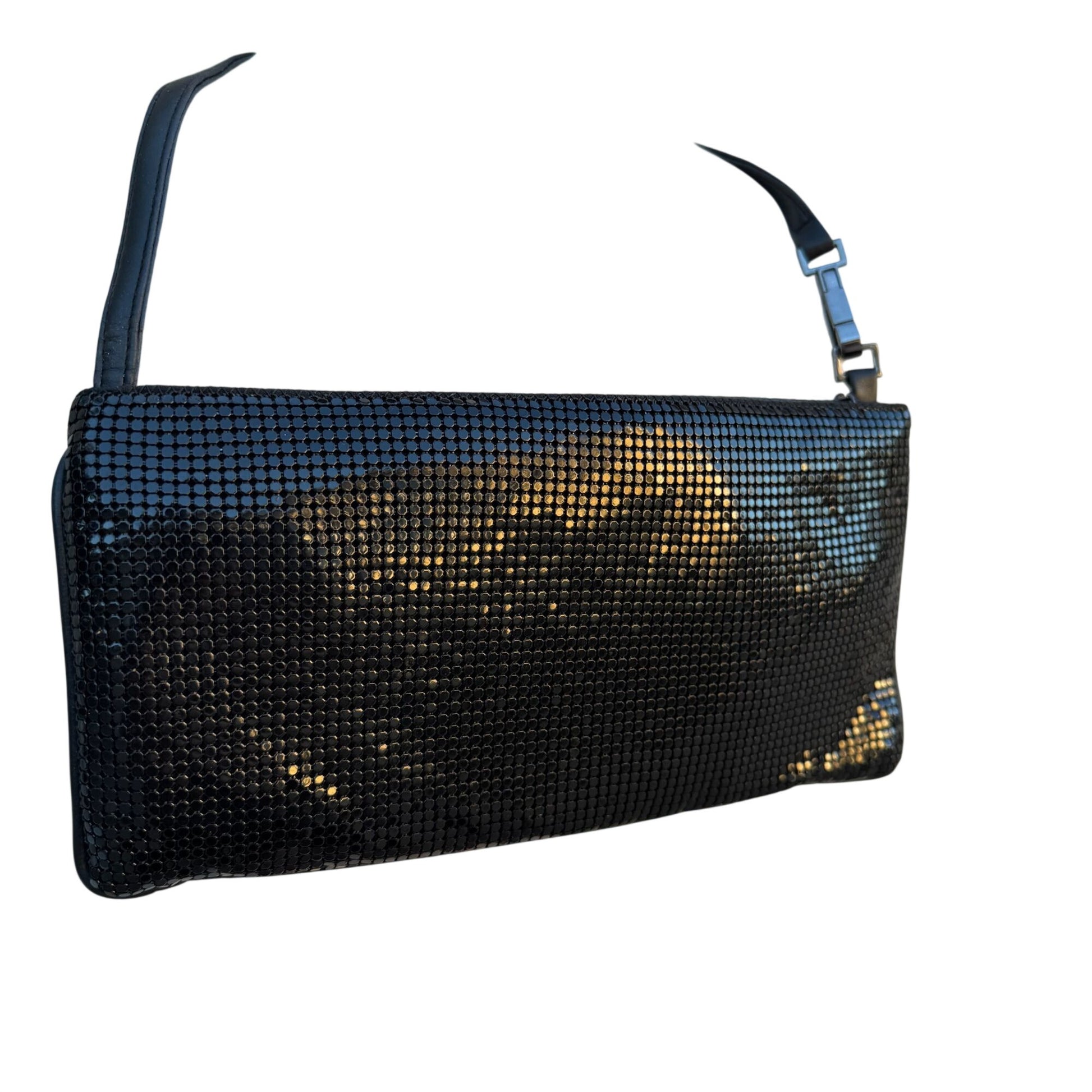 Whiting & Davis Vintage Womens Black Metallic Mesh Evening Bag Party Glam Formal