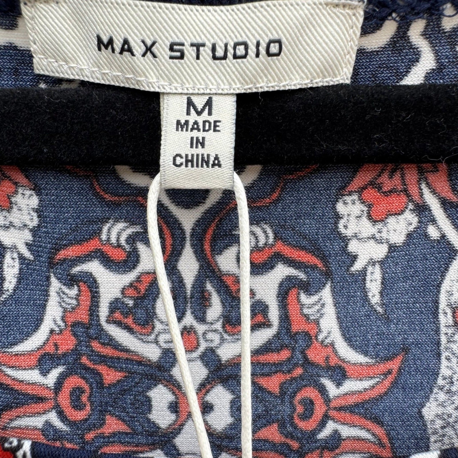 Max Studio Womens Navy Floral Medallion Sleeveless Tank Top M NEW Boho Eclectic