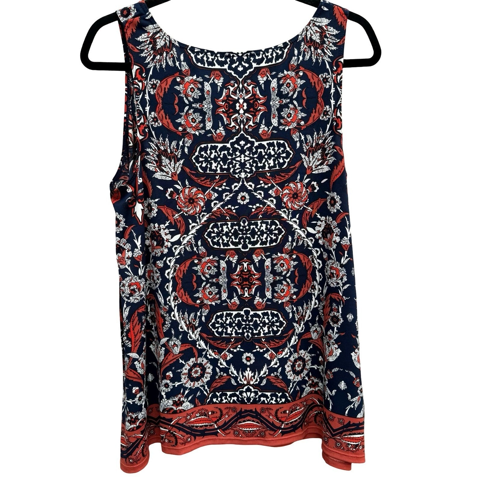 Max Studio Womens Navy Floral Medallion Sleeveless Tank Top M NEW Boho Eclectic