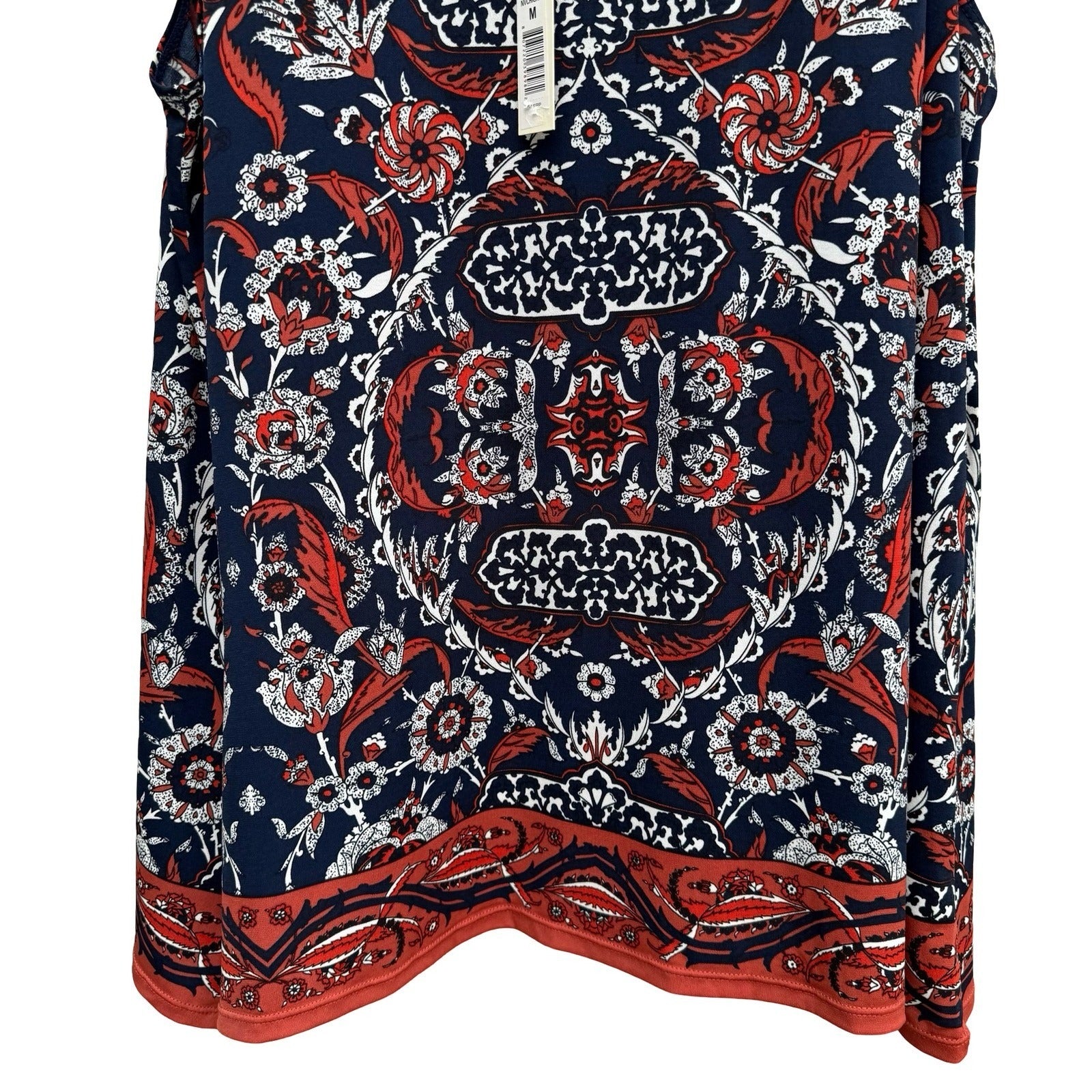 Max Studio Womens Navy Floral Medallion Sleeveless Tank Top M NEW Boho Eclectic
