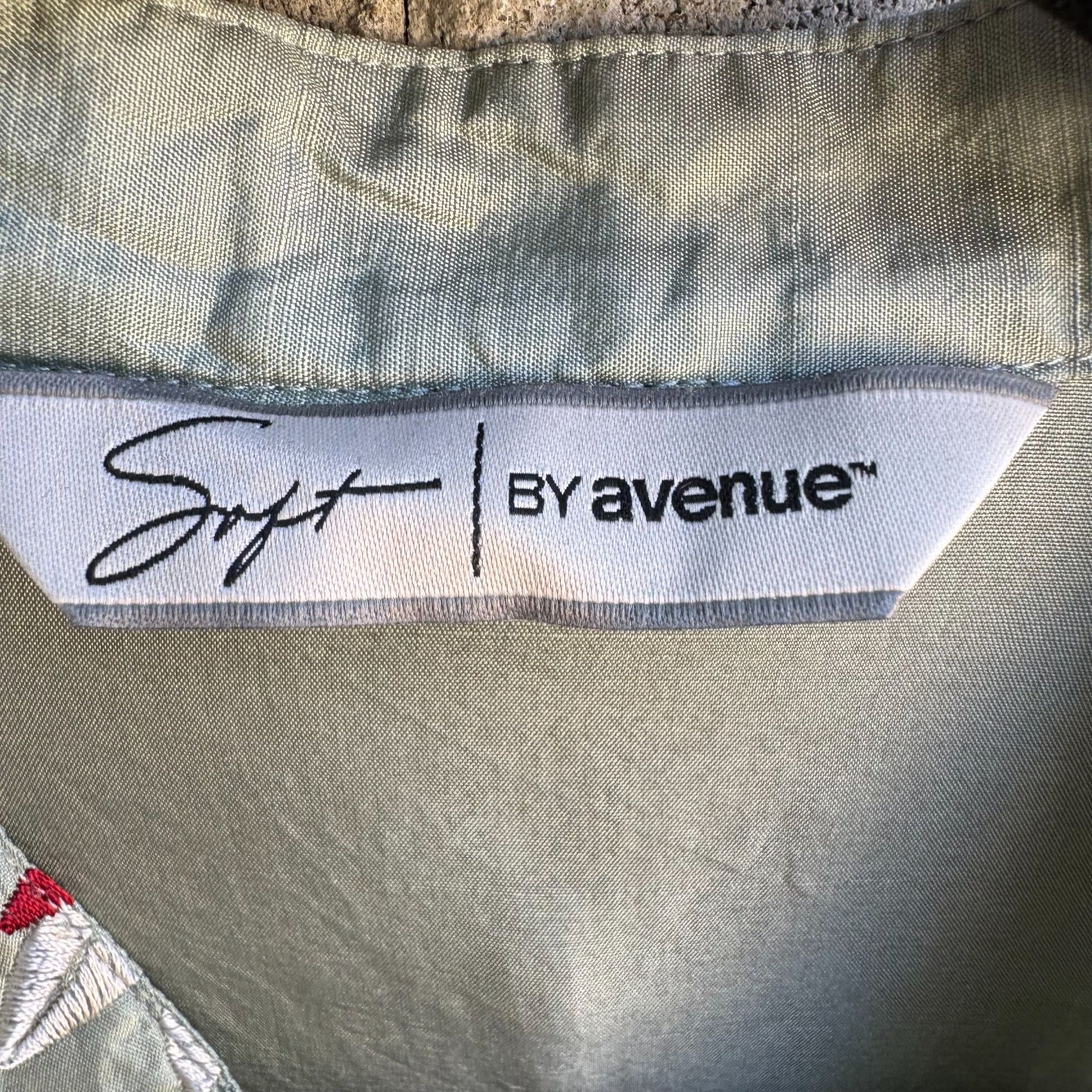 Soft By Avenue Womens Silk Sleeveless Floral Embroidered Button-Up Blouse 22/24