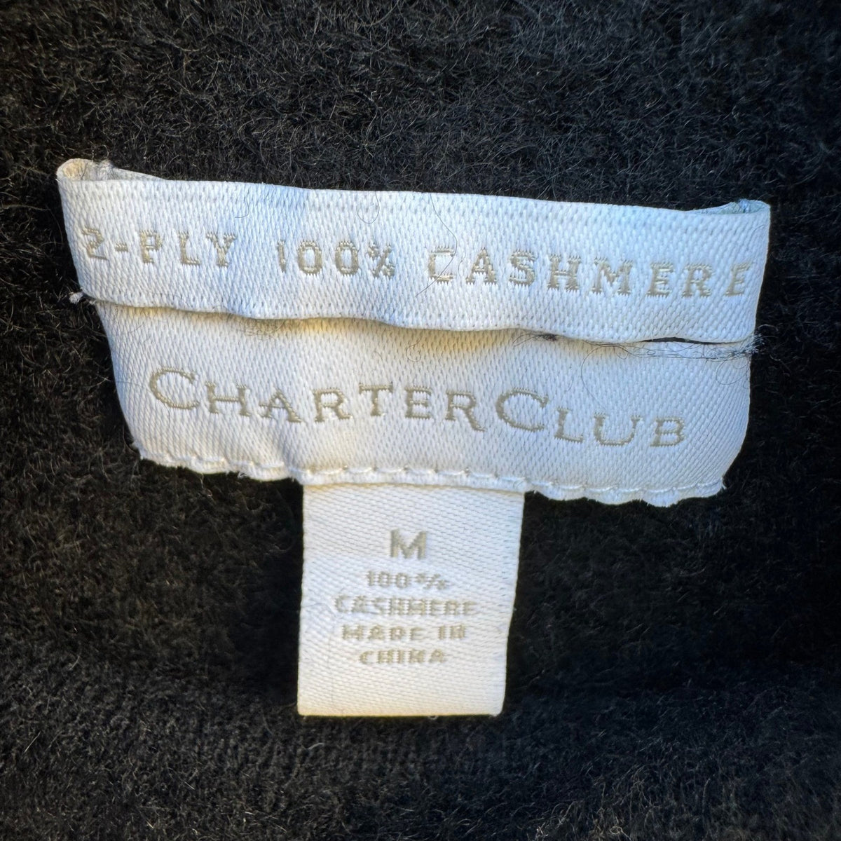Charter Club 2-Ply Cashmere Quiet Luxury Minimalist Turtleneck Sweater Black M
