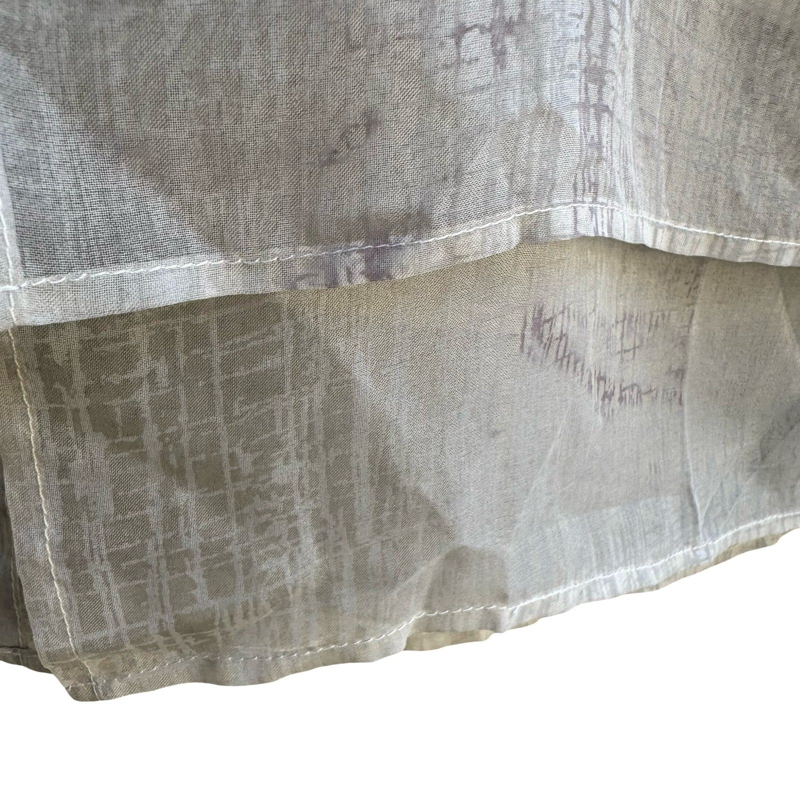 Vintage Gauze Sheer Layered Midi Skirt Textured Grid Pattern Neutral Minimalist