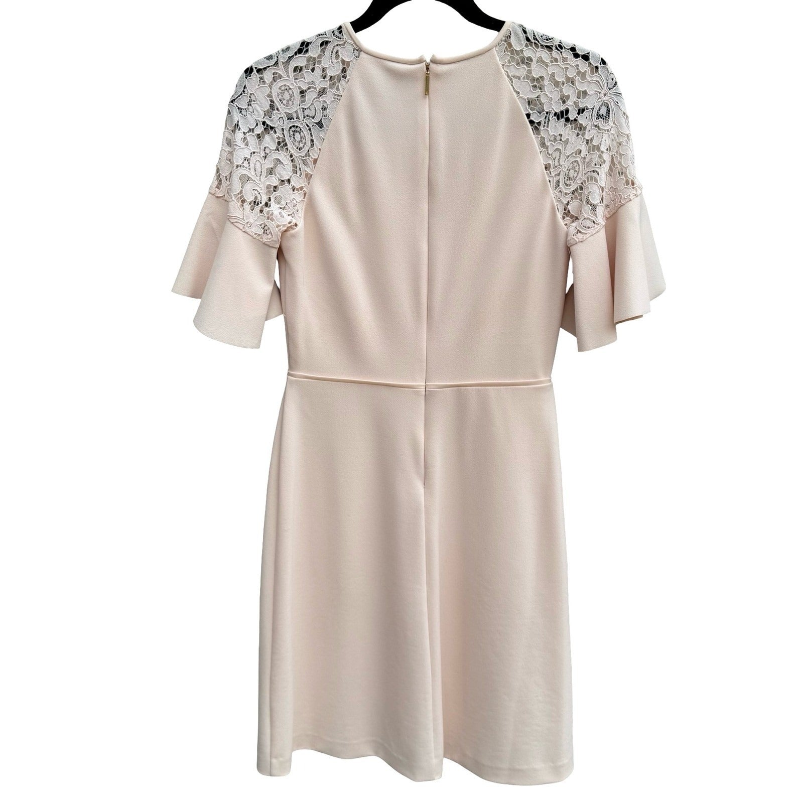 Lauren Ralph Lauren Pale Pink Lace Shoulder Flutter Sleeve Dress Size 0 Coquette